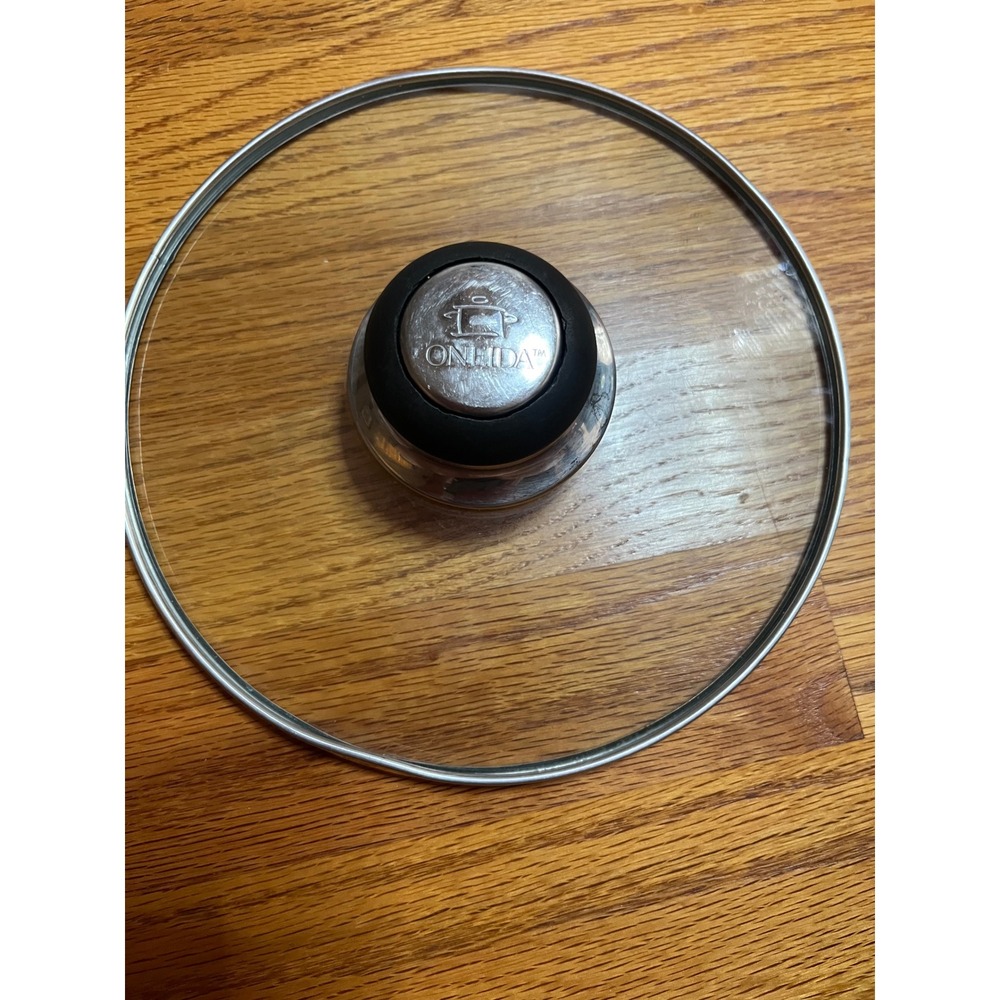 Oneida Tempered Glass Replacement Lid with Stainless Steel Rim and Black Knob